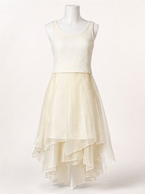 BCBGeneration Girls Cream Layered High-Low Formal Dress